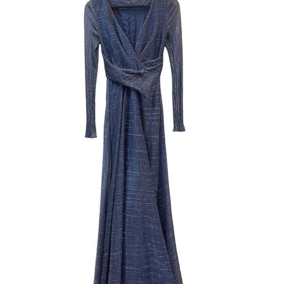 TALBOT RUNHOF Pokario23 Electric Blue Metallic Voile Gown in Size US4 - Picture 5 of 13